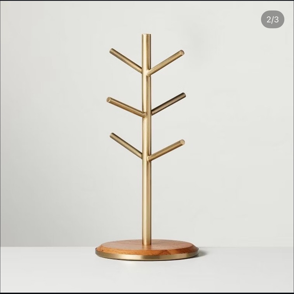 Hearth & Hand Brass and Wood Mug Tree